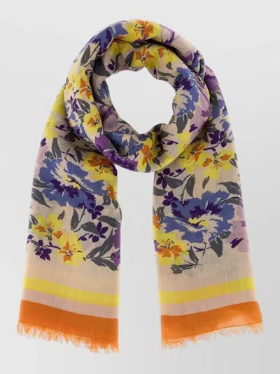 Valentino Printed Cashmere Silk Wool Scarf In Multi