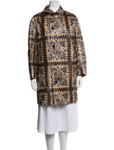 Pre-owned Valentino Printed Coat In Brown