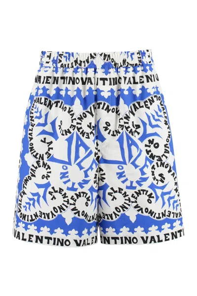Valentino Printed Cotton Bermuda Shorts In Multicolor