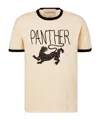 Valentino Garavani Butter-colored T-shirt With Panther Print In Neutral
