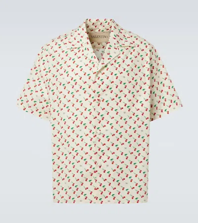 VALENTINO CHERRYFIC COTTON POPLIN BOWLING SHIRT