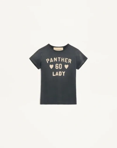 VALENTINO VALENTINO PRINTED COTTON T-SHIRT WOMAN BLACK/BIRCH XL