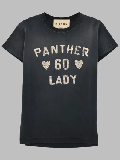 Valentino Printed Cotton T-shirt In Black