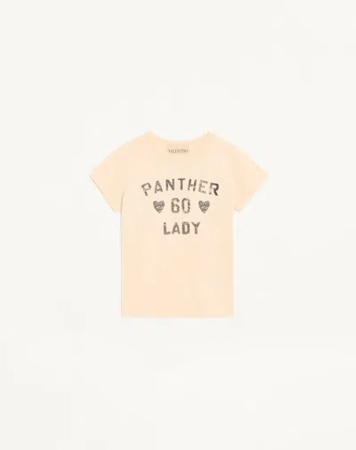 Valentino Printed Cotton T-shirt Woman Birch/black Xs In Animal Print