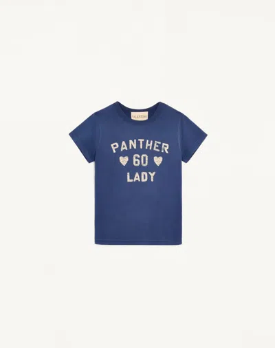 Valentino Printed Cotton T-shirt Woman Blue/birch Xs