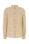 Valentino Crepe De Chine Shirt With Cherryfic Print In Neutral