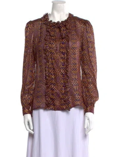 Pre-owned Valentino Printed Crew Neck Blouse In Multi