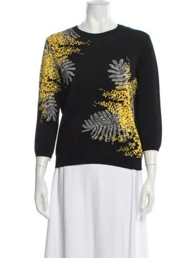 Pre-owned Valentino Printed Crew Neck Sweater In Black