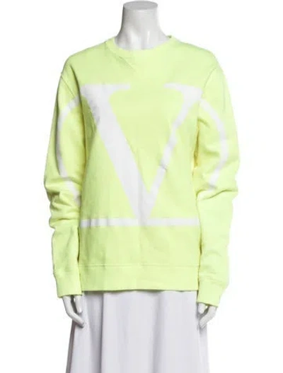 Pre-owned Valentino Printed Crew Neck Sweater In Green
