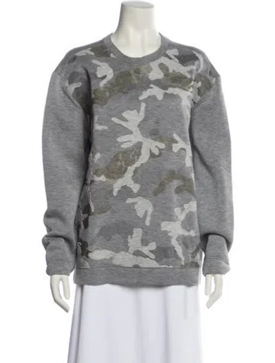 Pre-owned Valentino Printed Crew Neck Sweatshirt In Gray