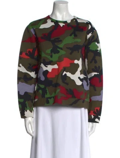Pre-owned Valentino Printed Crew Neck Sweatshirt In Green