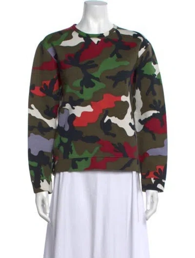 Pre-owned Valentino Printed Crew Neck Sweatshirt In Green
