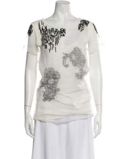 Pre-owned Valentino Printed Crew Neck T-shirt In White