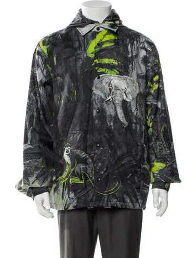 Pre-owned Valentino Printed Denim Jacket W/ Tags In Gray