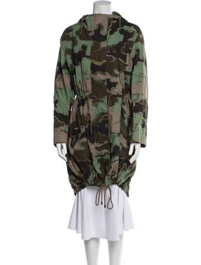 Pre-owned Valentino Printed Faux Fur Jacket In Green