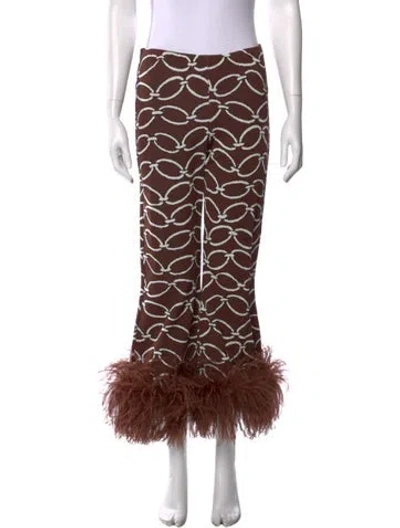 Pre-owned Valentino Printed Flared Pants In Brown