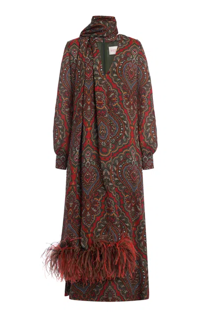 Valentino Printed Georgette-cashmere Midi Dress