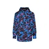 Valentino Printed Hooded Jacket In Blue