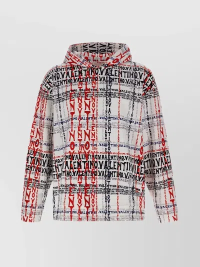 Valentino Printed Hooded Jumper Drawstring In Pink