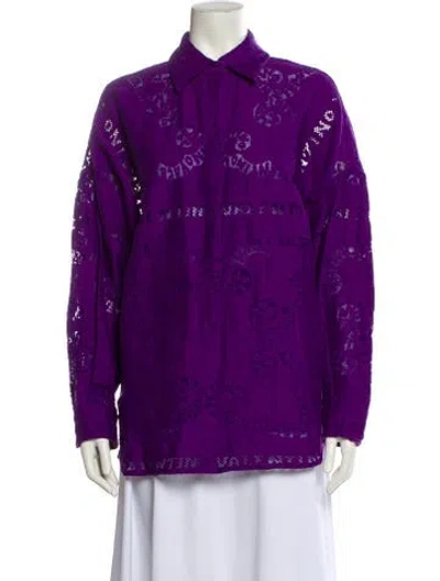 Pre-owned Valentino Printed Jacket In Purple