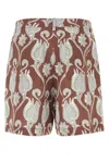 Valentino Floral Print Linen Bermuda Shorts