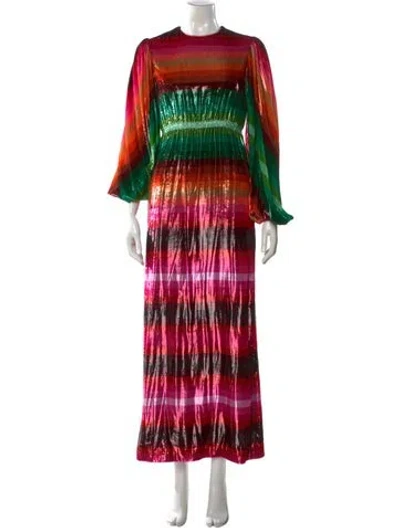 Pre-owned Valentino Printed Long Dress In Pink