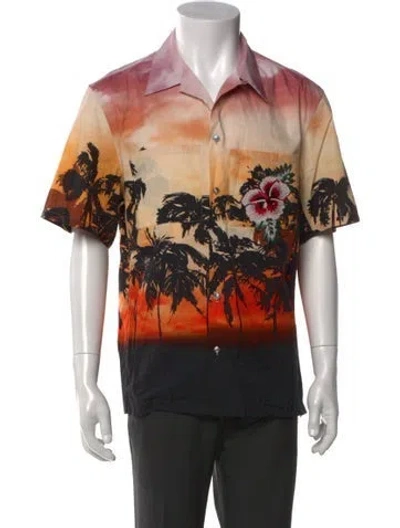 Pre-owned Valentino Printed Long Sleeve Shirt In Orange