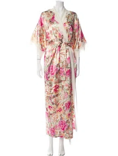 Pre-owned Valentino Printed Mesh Accents Robe In Pink