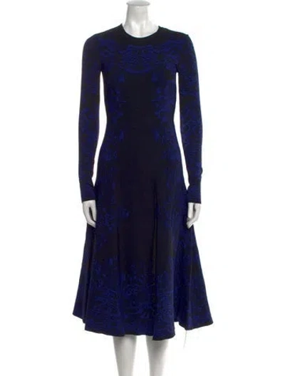 Pre-owned Valentino Printed Midi Length Dress In Blue
