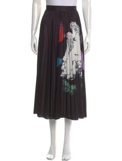 Pre-owned Valentino Printed Midi Length Skirt In Black