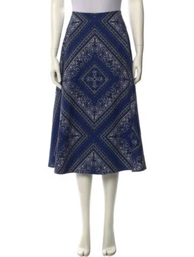Pre-owned Valentino Printed Midi Length Skirt In Blue