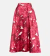 Valentino Rose-print Flared Midi Skirt In Red
