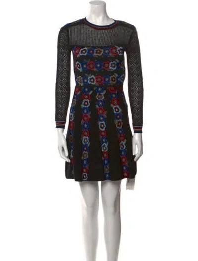 Pre-owned Valentino Printed Mini Dress In Black