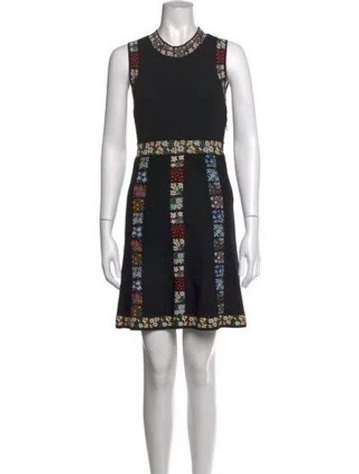 Pre-owned Valentino Printed Mini Dress In Black