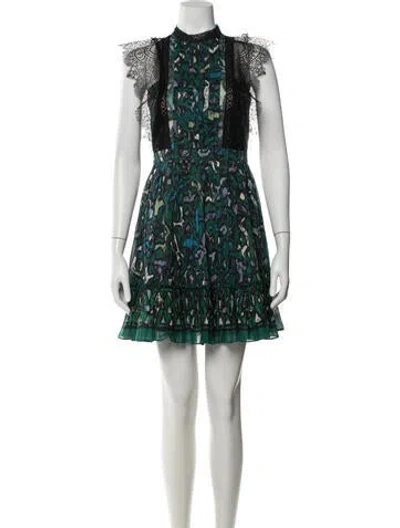 Pre-owned Valentino Printed Mini Dress In Green