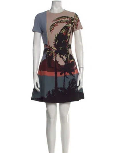 Pre-owned Valentino Printed Mini Dress In Neutral