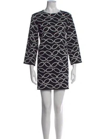 Pre-owned Valentino Printed Mini Dress W/ Tags In Black
