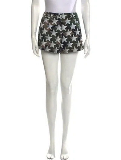 Pre-owned Valentino Printed Mini Shorts In Green