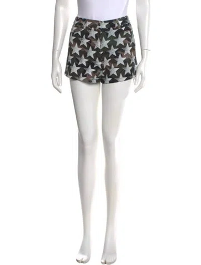 Pre-owned Valentino Printed Mini Shorts In Green