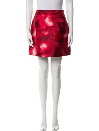 Pre-owned Valentino Printed Mini Skirt In Red