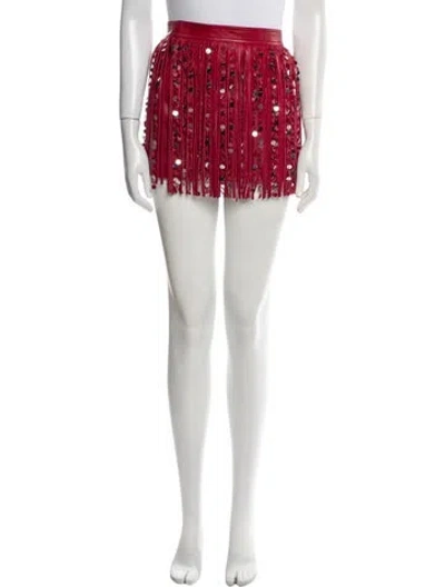 Pre-owned Valentino Printed Mini Skirt In Red
