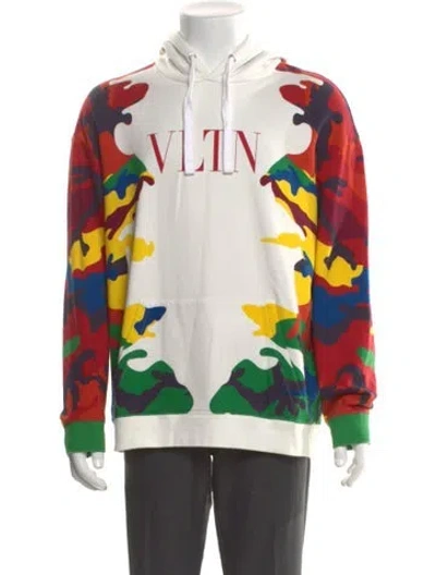 Pre-owned Valentino Printed Mock Neck Hoodie In Red