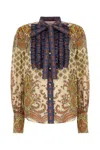 Valentino Cotton Muslin Shirt With Patchwork Pattern In Multicolor