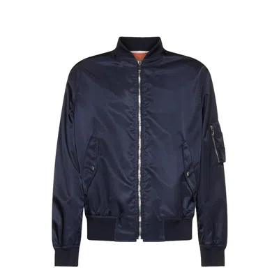 Valentino Printed Neon Universe Bomber Jacket Men In Blue