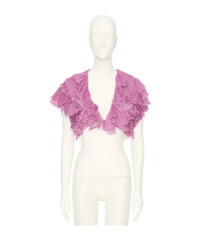Valentino Printed Organza Top In Rose Dew/black