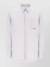 Valentino Striped Shirt With Embroidered Logo In Blue