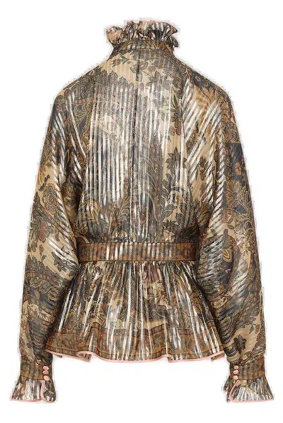 Valentino Printed Pekin Blouse In Brown