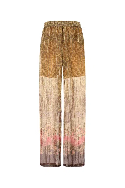 Valentino Printed Pekin Wide Leg Pleated Trousers In Multi