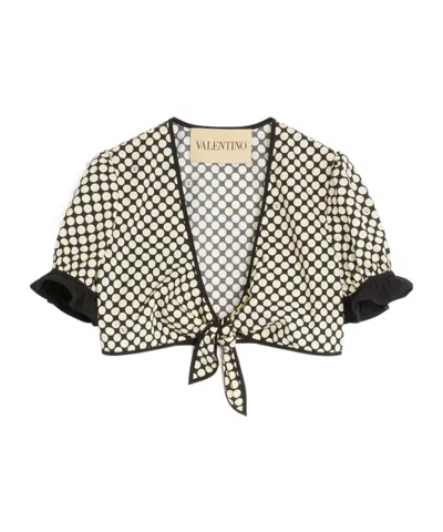 Valentino Printed Polka Dot Poplin Top In Multi