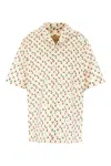 Valentino Cotton Poplin Bowling Shirt With Cherryfic Print In Neutral